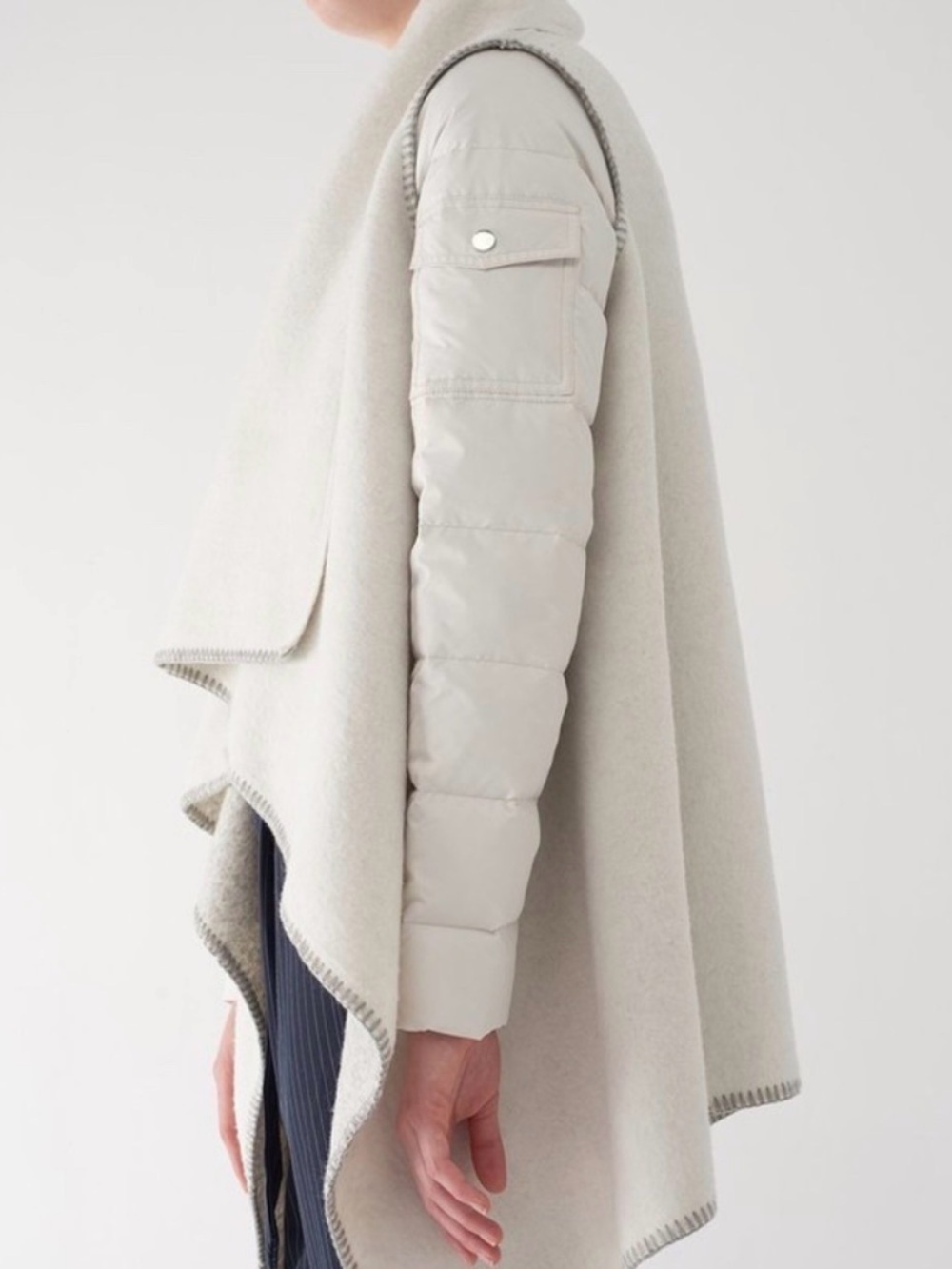 Sosken Wool Fleecedown Puffer Wrap Coat